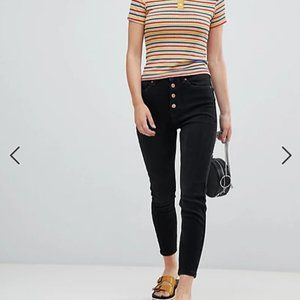 Skinny High Rise Washed Black Jeans